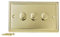 Volex Crabtree Gold 3 Gang Metal Dimmer Angled Light Switches Socket Toggles (Georgian)