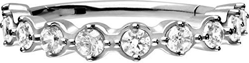PIERCINGLINE Chirurgenstahl Segmentring Clicker EINGEFASSTE KRISTALLE Piercing Ohr Helix Tragus Conch Lippe Septum Ring Silberfarben 10 mm
