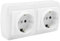 Schuko Doble Superficie • Enchufe doble de superficie • Toma corriente de pared • Blanco