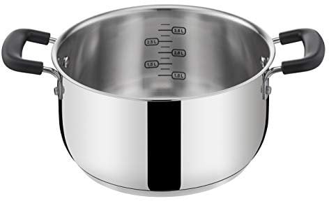 Lagostina Casserole Pratique en Acier 18/10 avec Doubles poignées en Silicone, Casserole pour Induction, gaz et Four jusqu'à 210°, 20 cm