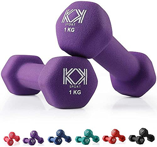 KK Neopren-Hanteln für Zuhause und Fitnessstudio, Handgewichte für Training, Fitness, Training und Gewichtheben, Violett (2 x 1 kg))
