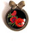 Broche cabochon, Coquelicots, fleurs rouge et noir, bronze