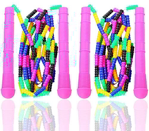 Jump Rope,2 Pack Long Jump Rope,Dutch Jump Ropes Long Rope Fitness Workout Tangle for Game/Skipping Rope Multiplayer Group (9.1 FT for Each Jump Rope) (Rose Pink)