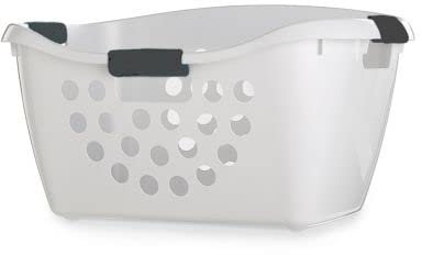 Lakeland Easy Load White Plastic Laundry Washing Basket 50L – Comfortable Hip Rest Non-Slip Handles