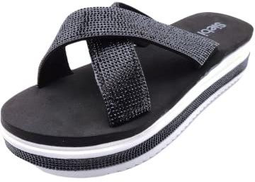 Siebi's Nizza Modische Strandschuhe Badeschuhe Pantoletten mit Plateau Damen: Siebi's Nizza Modische Strandschuhe Badeschuhe Pantoletten mit Plateau Damen: Farbe: Schwarz | Größe: 38