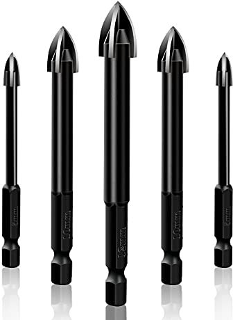Liudan Drill Bit Efficient Universal Drilling Tool Cemented Carbide Drill Bit Ceramic Brick Wall Hole Opening Power Utility Tools Accessories Drill Bit Set (Color : 5pcs Black)