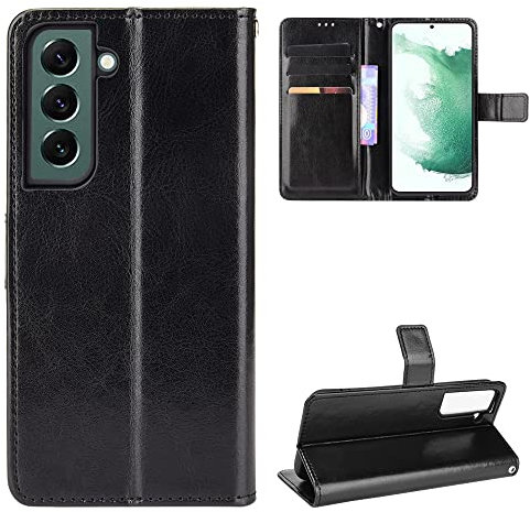 BellaCase Samsung Galaxy S22 Plus Coque [Étui Portefeuille] [Fonction Support] [Slots pour Cartes] [Couverture à Rabat Magnétique] Compatible avec Le Smartphone Samsung Galaxy S22 Plus(Noir)