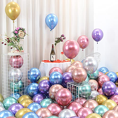 DOJoykey 20 Stück mehrfarbige metallische Luftballons, 30,5 cm, mehrfarbiger Latexballon für Geburtstag, Hochzeit, Party-Dekoration