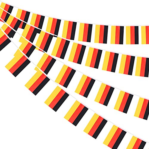 AhfuLife Deutschland Wimpelkette Flaggenkette für EM 2025 Frauen Fußball, 30 Klein Deutsche Flaggen, Deutsche Girlande Banner für Womens Euro 2025 Schweiz WM Garten Bar Deko (2 Stück, 14 X 20cm - 10m)