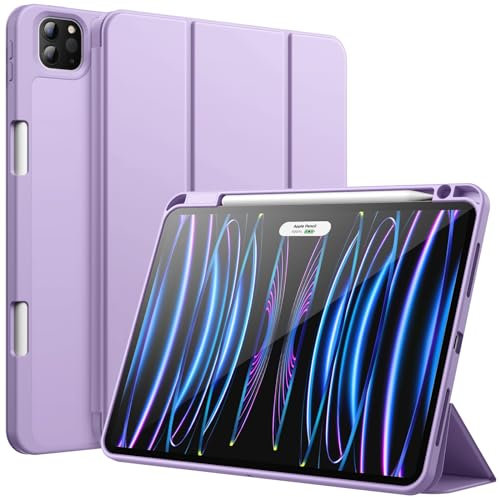 JETech Hülle für iPad Pro 11 Zoll (2022/2021/2020 Modell) mit Stifthalter, Unterstützung Pencil Aufladung der 2. Gen, Dünne Tablet Schutzhülle mit Weicher TPU Rückseite (Helles Lila)