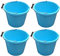 (𝐒𝐞𝐭 𝐨𝐟 𝟒) Blue 14 Litre Plastic Builders Buckets 3 Gallon Water Storage Cement Mixing Bucket with Strong Metal Handle Construction Animal Feeding Car Wash Cleaning Bucket For Home Garden