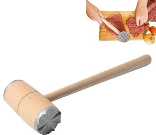 Ablandador de carne, martillo de madera de doble cara para carne, mazo, herramienta de ablandador de carne de cocina para bistec, carne de res, pollo, cerdo y nueces