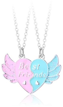 BFF Magnetische Halskette, Freundschafts Herz Flügel Anhänger Ketten Halsketten, Best Friends Passende Halsketten, Valentinstag Freundschaft Schmuck Geschenke für Kinder Mutter Freunde Schwestern