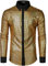 JOGAL Herren Langarm Pailletten Kleid Glitzer Hemd 70er Disco Party Kustüm Gold X-Large