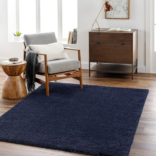 Livabliss Claire Shaggy Rug, Living Room, Bedroom – 200x275 cm, Navy & Blue