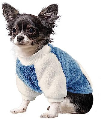 NAMSAN Hundepullover für Kleine Hunde Winter Hundepullover mit Taschendesign Warm Fleece Hundepulli für Kleine Hunde/Welpe-Blau, S
