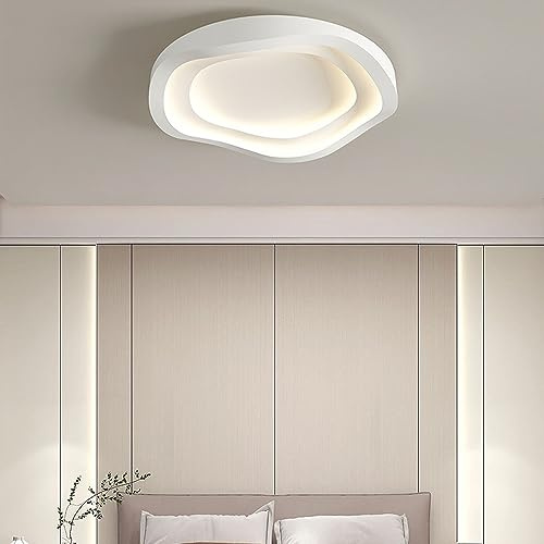 YFMYY Moderne, minimalistische Deckenleuchten, 3-Farben-Modus, LED-Deckenlampen, runde Unterputz-LED-Kronleuchter, Beleuchtungskörper, weiße Wellen-Design-Leuchte für Schlafzimmer, Küche, Waschküche,