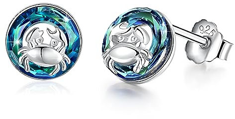 Mädchen Kristall Ohrringe 925 Sterling Silber Schildkröte/Hai/Meerjungfrau/Octopus/Seepferdchen Tier Ohrstecker für Mädchen Schildkröte Schmuck Valentinstag Geschenke für Damen Kinder