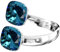 925 Sterling Silber Doppelt Kristall Ringe für Damen Verstellbarer mit Marken Kristalle - Glänzend Cubic Zirkonia Ring Fingerring Kommt in Schmuck Geschenk Box (Indygo)