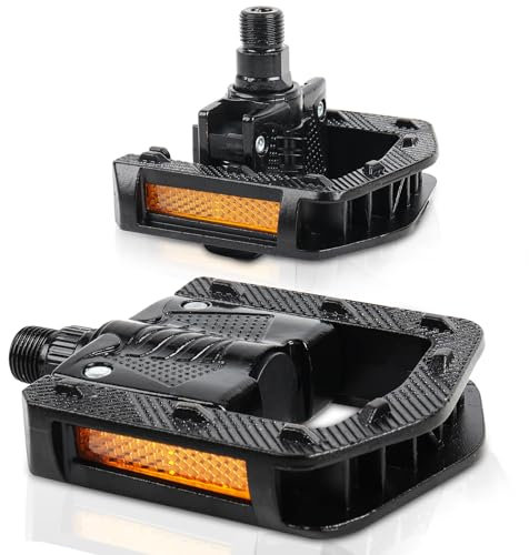 Folding Bike Pedals, Mountain Bike Pedals CNC Aluminum Bicycle Flat Pedals, 9/16'' with Reflective Strips | Non-Slip | Waterproof | Wide Flat Foldable Pedals for Ebike, Urban Commute, MTB Bikes