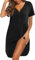 iClosam Chemise de Nuit Femme Coton Vêtements de Nuit Con Bouton Manches Courtes Chemise de Nuit Allaitement Maternité Robe de Nuit Devant Ouvert Doux et Confortable S-XXL