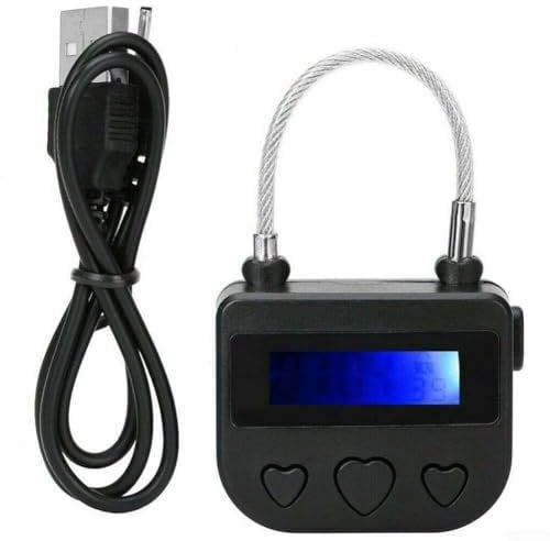 Digitales Zeitschloss, Mehrzweck-Zeitsperre mit LCD-Display, wasserdicht, Vorhängeschloss per USB wiederaufladbar, 99 Stunden und 59 Minuten Intelligentes Zeitschloss (schwarz)