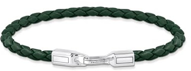 THOMAS SABO 3 Lederarmband schmal in Grün Silber 925 Sterlingsilber, Geschwärzt, Leder A2147-682-6