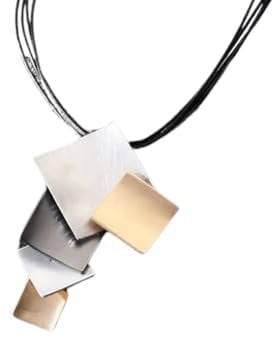 Bella women's necklace, silver and gold coloured with wax leather cord, a waterfall of falling squares creating a stunning statement necklace for women. by Graci8.