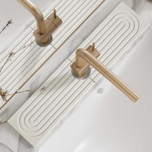 Tapis de robinet pour évier de cuisine, 61 cm, long plateau d'évier en pierre de diatomite à séchage rapide, super absorbant, empêche l'accumulation d'humidité. Protection contre les éclaboussures de