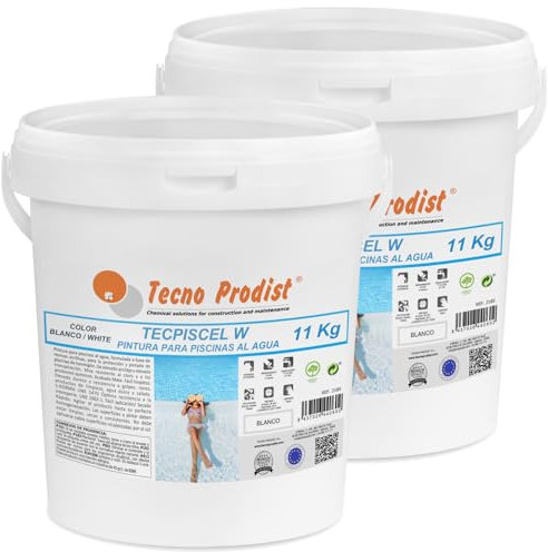 Tecno Prodist TECPISCEL W Pintura Piscinas al Agua (11 + 11 KG BLANCO) – Alta Resistencia y Durabilidad - Gran cubrición, flexibilidad, adherencia - Fácil Aplicación