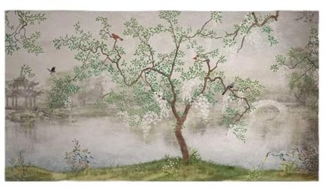 Dreamy Chinese Garden Wall Mural - Oriental Landscape Scenery Wallpaper for Home Decor 256 x 144