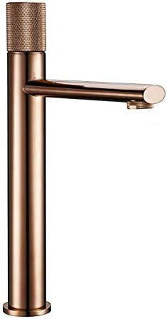 grifo Para Lavabo De Baño, Latón, Oro Rosa, Cubierta Con Orificio Único, Mezclador De Agua Fría Y Caliente, Grifo Alto