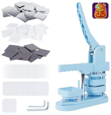 MK.Bear 50mm/1.97 Inch Square-Shaped Fridge Magnet Button Maker Machine With 100 Pcs Supplies for DIY Refrigerator Magnets