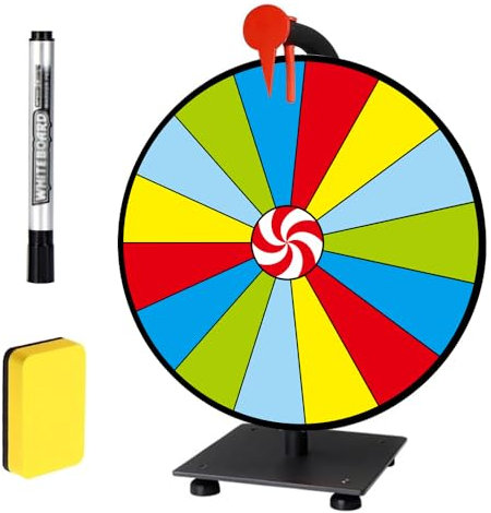 Hojalis Glücksrad Zum Drehen, 30cm Glücksrad Zum Selbstgestalten, Drehrad, Gluecksrad Gluecksrad mit Trocken Abwischbarem Marker und Radiergummi, 10 Slots Glücksrad Spielzeug (15 Slots)