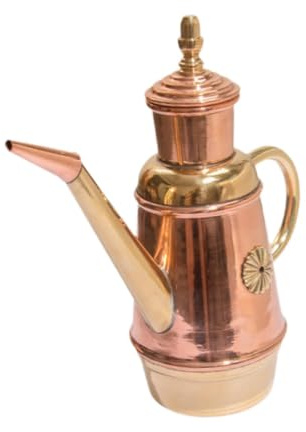 Gralara Copper Oil Dispenser 450ml Leakproof Lid Long Spout Vintage Design Olive Oil Bottle for Kitchen, Home, Restaurants