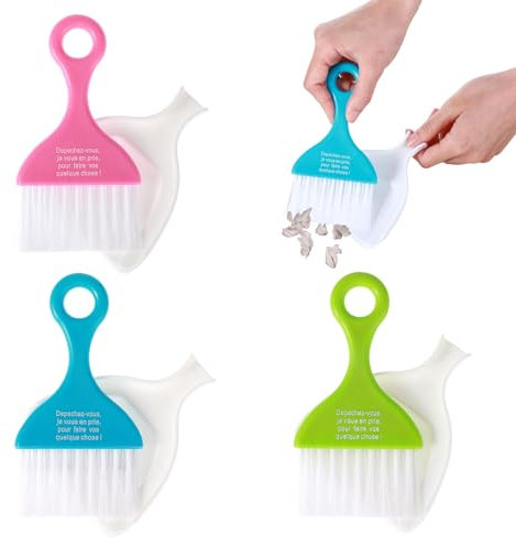 Sibba Mini Dustpan Set Brush 3Pcs Table Whisk Brooms Small Dustpan Tiny Dust Pans with Brush Keyboard Sweep Dustpans Desk Cleaning Portable Dustpan for Car Countertop Nest