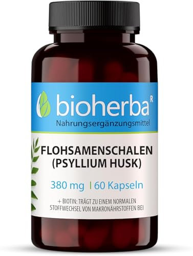 100 Psyllium Blond gélules Haute Dosage, jusqu’à 1140 mg par jour - Poudre pure de psyllium husk et chrome pour une efficacité maximale et la santé par BIOHERBA
