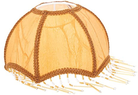 AUTSUPPL Retro Lampenschirm Aus Stoff Mit Fransen Und Quasten Europäischer Stil Lichtbraun Passend Für Tisch Stehleuchten Viktorianisches Design Dekorativ Und Vielseitig Für Stilvolle Wohnr
