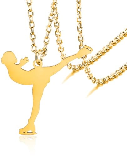 VASSAGO Schlittschuh Halskette für Damen Teenager Eiskunstlauf Halskette Sport Liebhaber Anhänger Halskette Skate Liebhaber Schmuck Geschenke