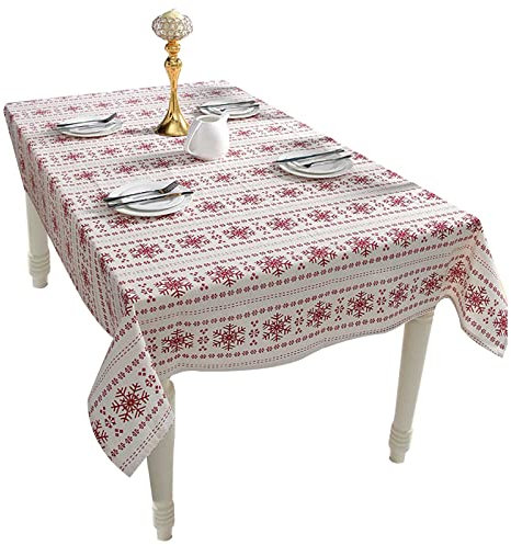 SANRLO Luxuriöser Tischläufer mit rotem Schneeflocken-Druck, Polyester-Tischwäsche für Landhaus-, Outdoor-, Weihnachts-, Party-Tischdekoration