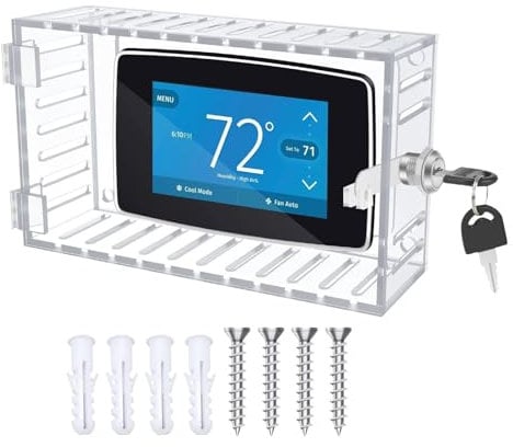 Thermostat Lock Box - Thermo Stat Guard | Large Thermostat Case Combination Lock | Wall Mounted Acrylic Thermostat Guard with Safety Lock for Thermostat, Restaurant, Wall AC Panel
