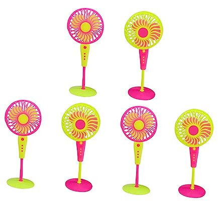 Alasum 6pièces Miniature Fan Toy Décor Simulé pour Maison De Poupée Accessoires Plastique pour Jouet Réaliste Et