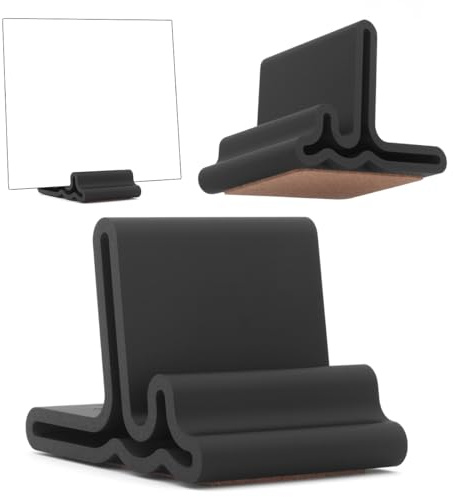 Strumland Vinyl Record Display Stand – Modern Now-Playing Record Holder with Non-Slip Cork Base, Turntable & CD Display for Albums, Minimalist Tabletop Accessory for Home or Studio (Black)