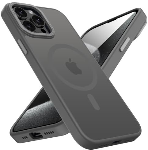 KPPIT for iPhone 15 Pro Max case Compatible with MagSafe, Shockproof Drop Protection, Frosted Translucent Back Phone Case for iphone 15 Pro Max,Titanium Gray