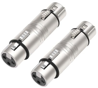 HUALEU XLR Female to Female, XLR 3 Pin Female to 3 Pin Female Adapter,Mic XLR Audio Adapter,XLR 3-Pin Gender Changer Microphone Cable Adapter-2Pack