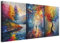 murando - Set Akustik-Wandbilder 3 tlg Wanddeko Collage 3er 180x90 cm (je 60x90 cm) – Leinwandbild Wohnzimmer - Landschaften - ein Regenbogen, eine bildliche Vision der Natur b-H-10210-b-a