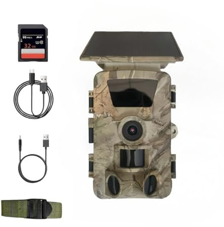 LMHOME Wildlife Camera 4K with Solar & Mobile Phone Transmission - 64MP Night Vision Camera with 5000mAh Battery, 32GB Memory Card, 0.1s Motion Detection, IP67 Waterproof & 120° Wide Angle