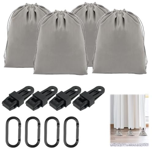 Tikplus 4 Stück Sandsäcke zum Beschweren, Tragbare Gewichtstasche für Pavillon, mit Karabiner, Clips, Gewichtstaschen, Sandsäcke für Pavillon, Sandsack für Outdoor Zelten Vorhang