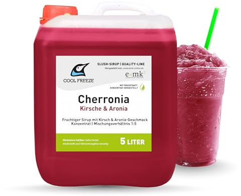 Slush Eis Sirup Quality-Line – Cherronia Aronia & Schwarzkirsche | Konzentrat 5 L 1:5 | Glycerin Frei | für Ninja Slushy Maschine | Premium-Qualität direkt vom Hersteller