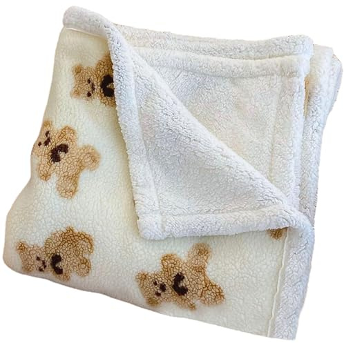 Teddybär-Decke, 71 x 99 cm, gemütliche, warme, Dicke Überwurfdecke, süßer Bär, wendbarer Überwurf für Sofa, Bett, Couch, Kinderzimmer, Kinderzimmer-Dekoration